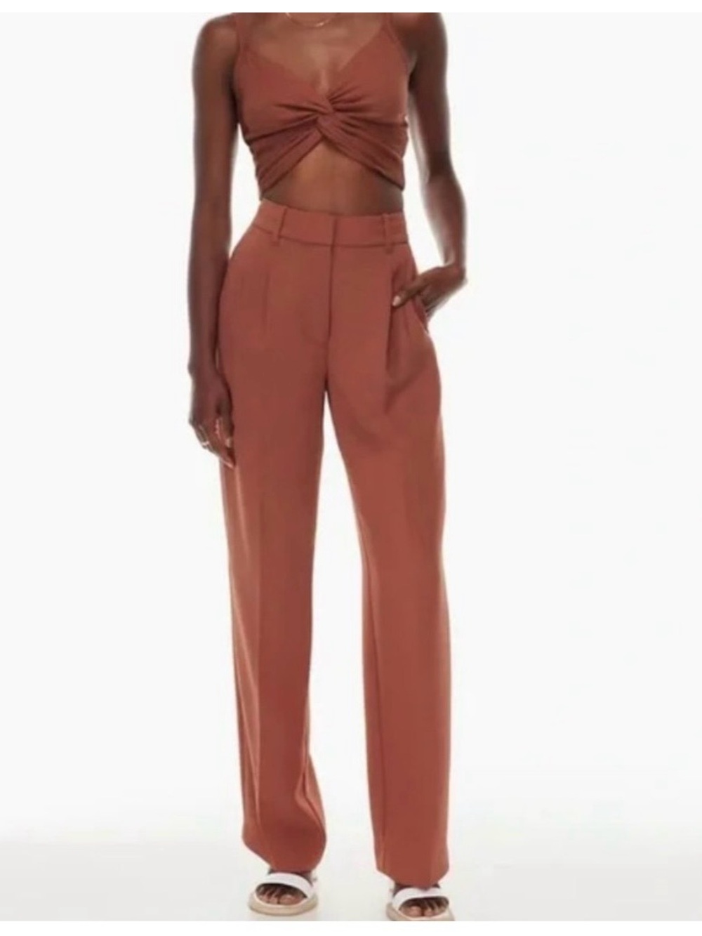 Aritzia Wilfred Effortless Pant High-Waisted Wide-Leg Trouser Pants